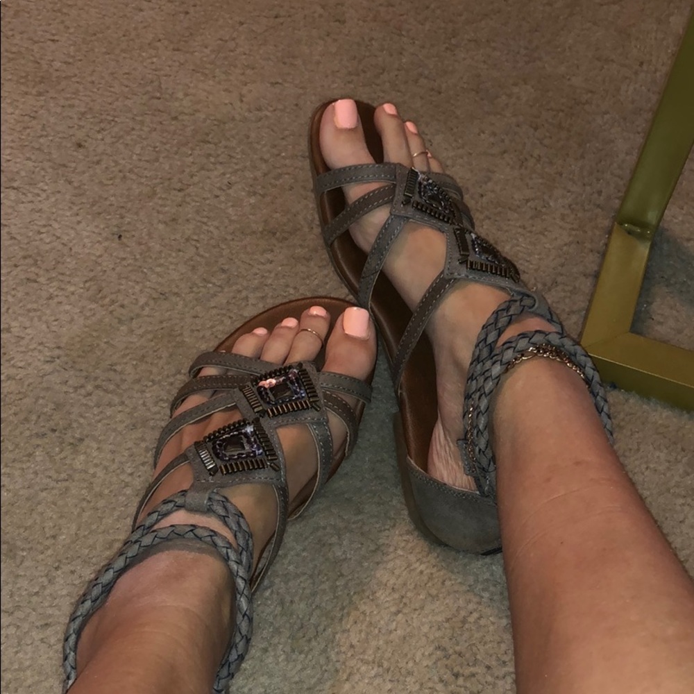 Taupe Beaded Sandals